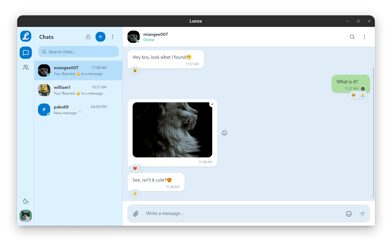 Lunex Chat Interface