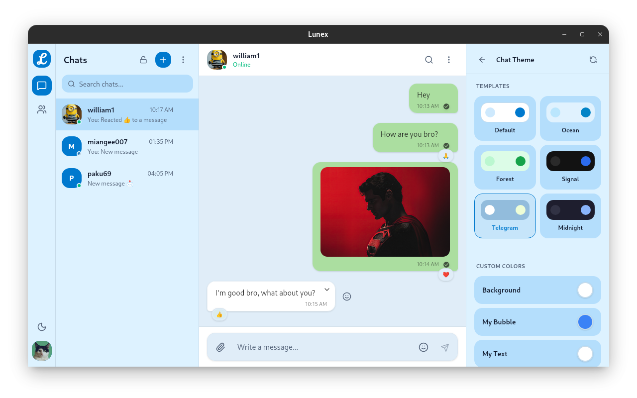 Chat theme customizer